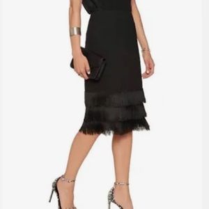 SANDRO Black Skirt With Fringe
